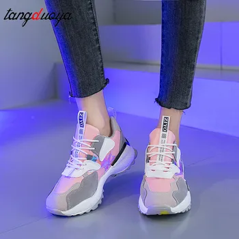 Sportbačiai moterims 2020 laisvalaikio bateliai platformos sportbačiai rožinė moterų instruktorių batai moterų sportbačiai ponios batai sneaker tenso feminino