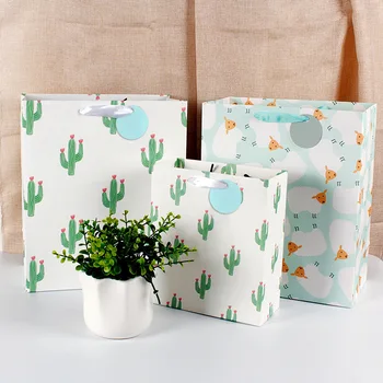 Kaktusas rankinėje avių flocking amatų dovanų maišą pirkinių popierinį maišelį saldainių popierinės pakuotės gėlių, dovanų dėžutėje коробка упаковка dovanų maišelis