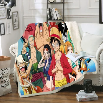 Anime One Piece, Antklodė, Dizainas, Flanelė, Vilnos Antklodė Spausdinti Sofa Šilta Lova Mesti Antklodę Suaugusiųjų Sherpa Antklodė stiliumi-1
