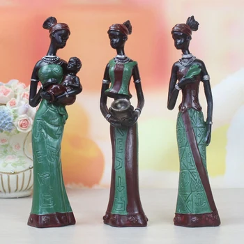 3Pcs Retro Vaza Afrikos Moteris Statula Egzotinių Dervos Kultūros Figūrėlės Nustatyti Namuose Viešbučio Kambarį Apdaila Amatų Papuošalai Ye
