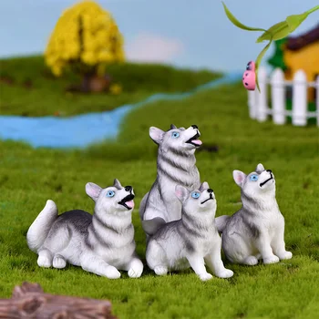 Naujas Haskis Šiek tiek Lapė, Šuo modelis animacinių filmų gyvūnų Statulėlės Lėlių tortas namų dekoro miniatiūriniai pasakų sodo puošmena priedai