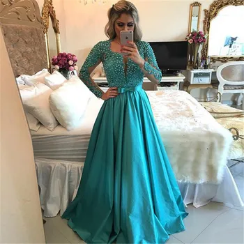 كوكتيل فساتين Elegantiškas Nėrinių Appliques Perlai Mėlyna žalia ilgomis Rankovėmis Vakare gown 2020 m Sexy Inscenizacija Moterų Homecoming Suknelės