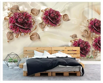 Beibehang Užsakymą mados dekoratyvinis dažymas papel de parede tapetai Europos prabangos noble jewelry gėlių TV foną behang