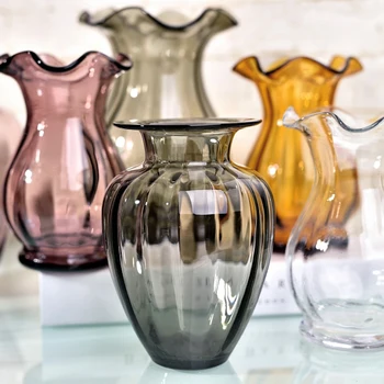 Kūrybos vaza Stalo spalva Stiklo Vaza, rankų darbo gėlių hydroponic darbalaukio gėlių konteinerių kambarį biuro apdailos J