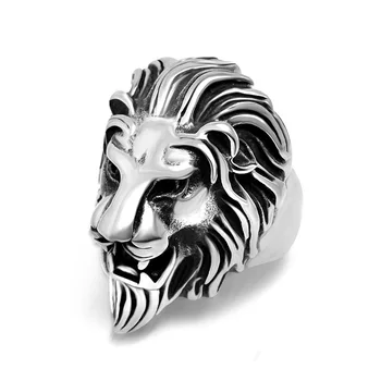 Nerūdijančio plieno liūto galva retro žiedas neo-goth stiliaus papuošalai asmenybės vyrų ir moterų žiedas