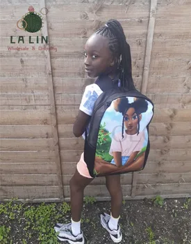 LALIN Retro Mokyklos Kuprinė, Paauglės, 17-colių Afrikos Nacionalizmo Spausdinti Kuprinę Magija Vaikams Bookbag Mini Maišeliu Dos Femme
