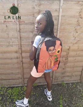 LALIN Retro Mokyklos Kuprinė, Paauglės, 17-colių Afrikos Nacionalizmo Spausdinti Kuprinę Magija Vaikams Bookbag Mini Maišeliu Dos Femme