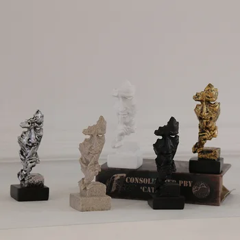 Miniatiūrinė Skulptūra Ornamentu Dervos Tyla-Aukso Statula Namų Puošybai Baldai Šiuolaikinio Meno Amatų Biuro Apdailos Dovanos