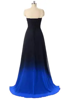 Stebėjimo Elegantiškas Brangioji Rankovių Nėriniai-Up Šifono Gradientas Ilgas Vakarines Sukneles Vestido De Noche