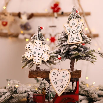 3Pcs Medinių Kalėdų Žvaigždė Medžio Elnias Naujųjų Metų Kalėdos Šalis Kabo Pakabukas Dekoro kalėdų puošybos festivalis dekoro рождество