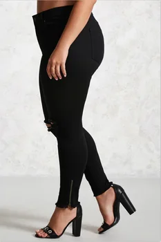 FNOCE moterų kankina džinsai, kelnės 2020 m. naujas didelis dydis mados atsitiktinis, kietas aukšto juosmens stora slim skylę tuščiaviduriai džinsinis Pieštuko Kelnės