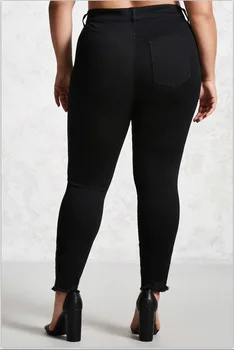 FNOCE moterų kankina džinsai, kelnės 2020 m. naujas didelis dydis mados atsitiktinis, kietas aukšto juosmens stora slim skylę tuščiaviduriai džinsinis Pieštuko Kelnės