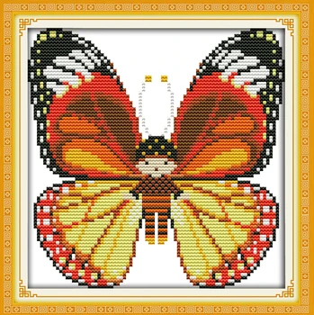 Kūdikių drugelis(2) (geltona), kryželiu rinkinys 14ct 11ct skaičius spausdinimo drobės siūlių siuvinėjimui 