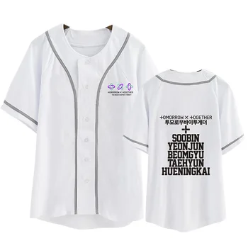 Kpop TXT Moterys Vasarą naujas Trumpas Rankovėmis beisbolo T marškinėliai Moterims Atsitiktinis Viršūnes Tees Moterų laisvus Marškinėlius Harajuku drabužių Streetwear