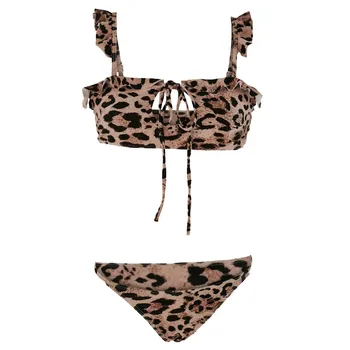 KANCOOLD maudymosi kostiumėlis Moterims Seksualus Dviejų dalių Leopardas Spausdinti Lotu Lapų Diržas Bikini Komplektas Beachsuit baseinas maudymosi kostiumėliai moterims 2020JAN29