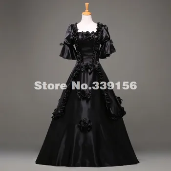 Juodos Spalvos Gotikos Halloween Party Dress Moterų Viduramžių Fantazijos Chalatai Suknelė Karnavalas Maskuotis Suknelė, Kostiumas Individualų
