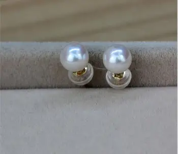 DIDŽIULIS 11-12mm gamtos pietų jūros originali baltos spalvos apvalių perlų auskarai