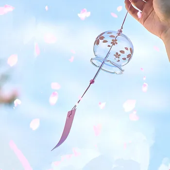 48pcs/pak 7*6.5 cm Cherry Blossom Tapybos, Stiklo Windchime Populiariausių Draugo Dovaną Windchime Gražus atvirkštinę Namų dekoro