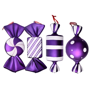 Kalėdų išdėstymas rekvizitai 40CM violetinė dažytos saldainiai stiliaus pakabukas saldainių parduotuvė maketas modeliavimas saldainiai