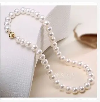 Klasikinis 9-10 mm apvalus pietų jūros balta perlų vėrinį 18