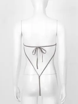 Micro Bikini Mini Bodysuit dėl Seksualių Moterų G-String Sling Shot Bodysuit apatinis Trikotažas Atgal su Spagečiai Dirželiai Seksualus naktiniai drabužiai