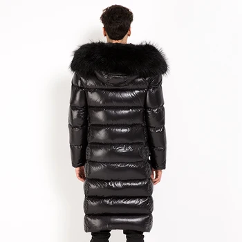 Šiltas Žiemą Storas Ilgas Švarkas Vyrams Drabužius 2020 Streetwear Kamufliažas 20% Ančių Pūkai Kailio Kailiniai Su Gobtuvu Paltas Hiver L069