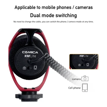Comica CVMV30 LITE Vaizdo Karabinai Mikrofonas Super Cardioid Kondensatoriaus On-Kamera, Mikrofonas, skirtas 