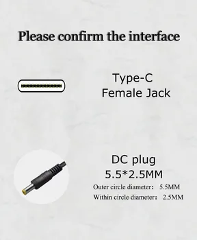JORINDO 0.15 M/0.49 PĖDŲ, DC 5.5*2.5 prijungti Nešiojamojo kompiuterio PD Nešiojamų Greito Įkrovimo Adapteris Linija,tipas-C moterų lizdas 5525 Galia data Kabelis