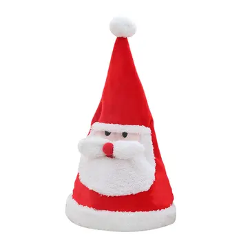 Kalėdinė Dekoracija Kūrybos Pliušinis Žaislas Elektros Kalėdų Senelio Skrybėlė Su Muzika Žėrintis Skrybėlę Kalėdų Dovana