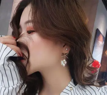 Naujas Korėja auskarai Grakštus auskarai Moterims, merginoms aukso kabančios auskarai gimtadienio dovanos