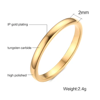Klasikinis 2mm Pločio Volframo Sužadėtuvių Žiedas, Skirtas Moterims, Vyrams, Paprastas Vestuves Žiedai JAV Dydis 6 iki 11 R481G