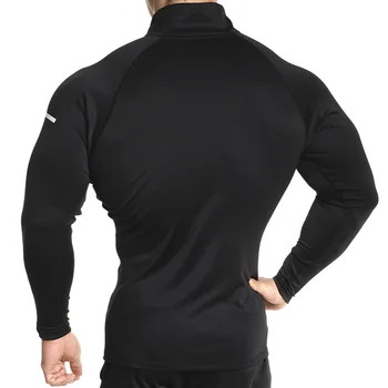 Naujas Mados Mens Ruožas Marškinėlius vientisos Spalvos golfo aukštos elastinga Long Sleeve T Marškinėliai Vyrams Slim Atsitiktinis MensT-Shirt