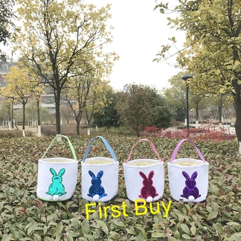 100vnt/daug Didmeninės naują atvykimo Monogarm Laimingas Asmeninį China Easter Bunny Uodega Kibirai Populiariausių Velykų Krepšelius