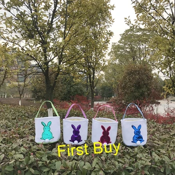 100vnt/daug Didmeninės naują atvykimo Monogarm Laimingas Asmeninį China Easter Bunny Uodega Kibirai Populiariausių Velykų Krepšelius