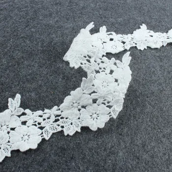 3Yards 4.5 cm pločio Baltos Spalvos Nėrinių Apdaila Tirpsta Vandenyje Siuvinėjimas Medvilnės Nėriniai Drabužių Priedai