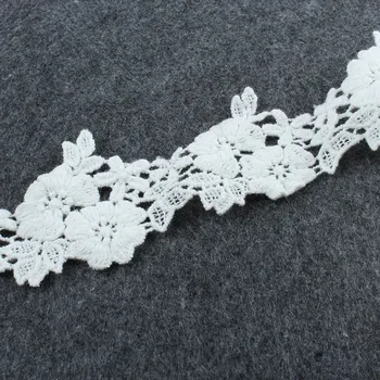 3Yards 4.5 cm pločio Baltos Spalvos Nėrinių Apdaila Tirpsta Vandenyje Siuvinėjimas Medvilnės Nėriniai Drabužių Priedai