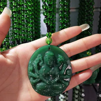 5PC didmeninė nacionalinė stiliaus žalia chalcedony Karoliai Guanyin dragon prekės mink didelis pilvas Buda ilgas megztinis grandinės