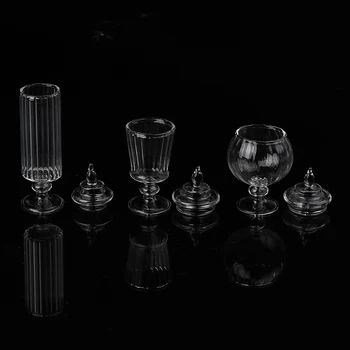 1Pc 1:12 Masto Lėlių Stiklo Saldainiai Gali Butelį Užkandis Jar Miniatiūrinės Virtuvės Dekoras