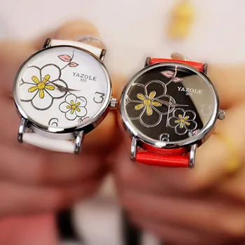 Moterų Laikrodžiai 2020 Naujas Stilingas YAZOLE Elegantiškas Gėlių Riešo Žiūrėti Oda Watchband Ponios Kvarcinis Laikrodis reloj mujer