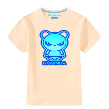 2020 Vaikai Šviesos T Shirts Animacinių Filmų Panda Print Vaikai Berniuko, Stalviršiai, Trumpomis Rankovėmis T-Shirt Summer Tee Bamblys Marškinėliai Mergaitėms Viršų