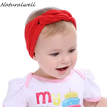 Naturalwell Kūdikių mergaičių Plaukų Aksesuarai Bamblys Mergaitėms, Vaikams, Minkštas Kryžiaus Turbaną Hairband Susukti Plati Elastinga Mazgas Lankelis HB425