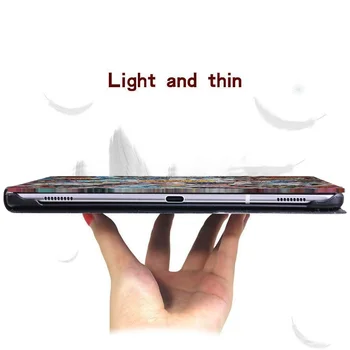 Naujas Padengti Case for Samsung Galaxy Tab 8.0 T290 T295 (2019 M.) - Anti-Dulkių Tapybos Modelio Odos Stovėti Tablet Atveju + Nemokamas Stylus