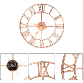 KARŠTO Metalo Rose Gold & Vario Romos ažūrinės figūrinių Silent Laikrodis Europos Stiliaus Namų dekoro Išjungti Kaustytomis Geležies Sieninis Laikrodis 40cm
