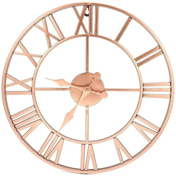 KARŠTO Metalo Rose Gold & Vario Romos ažūrinės figūrinių Silent Laikrodis Europos Stiliaus Namų dekoro Išjungti Kaustytomis Geležies Sieninis Laikrodis 40cm