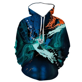 Pavasarį ir rudenį 3D abstraktaus meno stilius gobtuvu mada sporto ilgomis rankovėmis viršuje vyrų hoodie