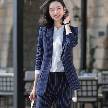 Kelnės, kostiumai moterų 2020 m. pavasario mados juostelės temperamentas profesionalus verslo oficialų švarkas ir kelnės office ponios darbo drabužiai