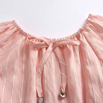 1-5Y Bamblys Baby Vaikų Mergaičių Drabužių Rinkinius, Rožinė Dryžuota Off Peties T-shirt Viršūnes+ Džinsinio Šortai Komplektai
