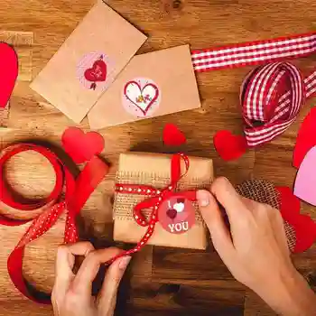 500 Valentino Diena Lipdukai Meilės Apdailos Lipdukas, Etiketė Širdis Laiminga Šalis, Vestuvių Priedai W1B4