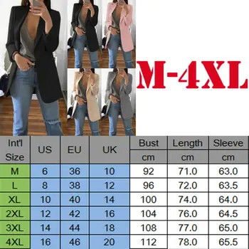 Mados Moterų Slim Laisvalaikio Švarkas Viršuje Outwear ilgomis Rankovėmis Karjeros Oficialų OLIS Sportinius Tunika Outcoat