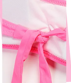 Vaikų mergaičių halterneck padalinta baby pink blizgučiais lankas maudymosi kostiumėlį bikini maudymosi kostiumėlį, kostiumą, mielas saldus vientisos spalvos bikinis